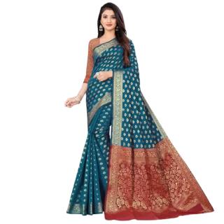 Buy Upto 70% Off On Women's Banarasi Silk Blend, Jacquard Saree